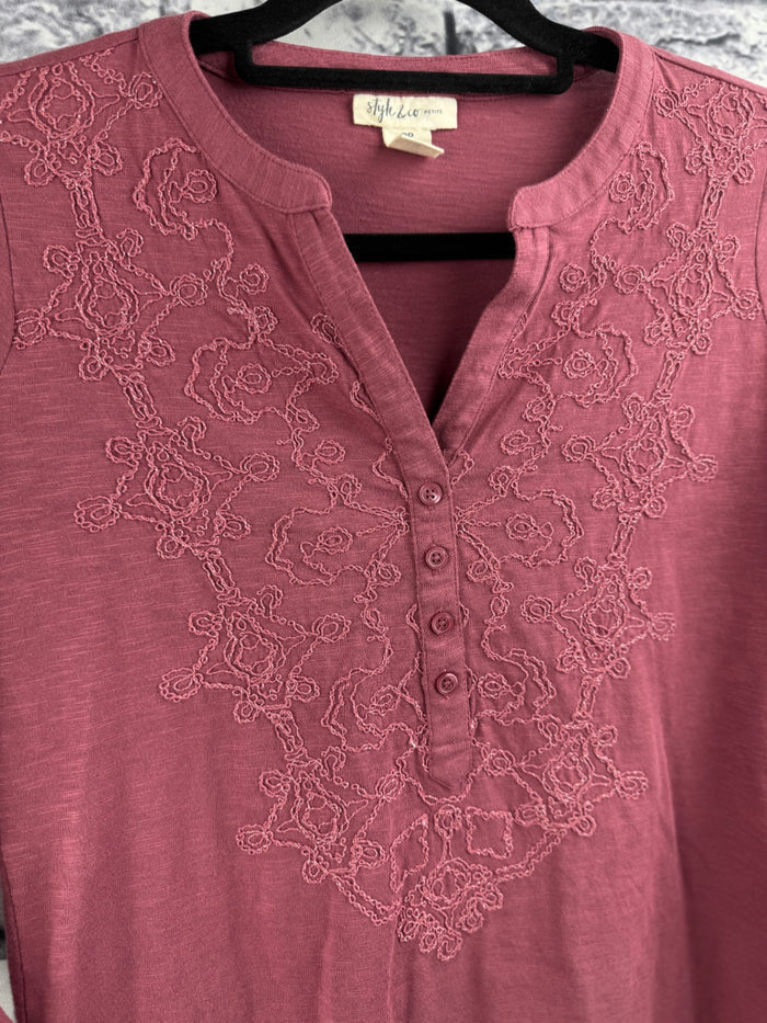 Style & Co. Raspberry Embroidered Shirt
