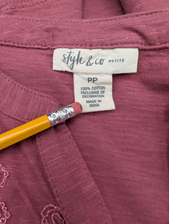 Style & Co. Raspberry Embroidered Shirt