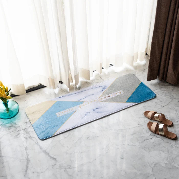 Stylish Marble Design Soft Feel Long Mat Runner Long Mats June Trading