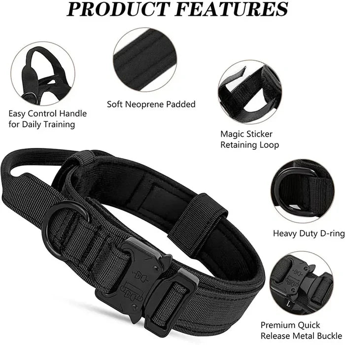 Tactical Dog Collar Heavy Duty Nylon with Control Handle