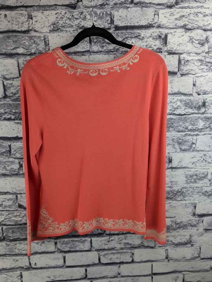 Talbots Embroidered Coral Sweater