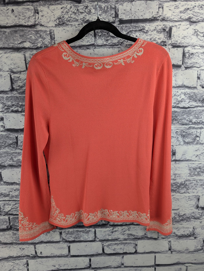 Talbots Embroidered Coral Sweater