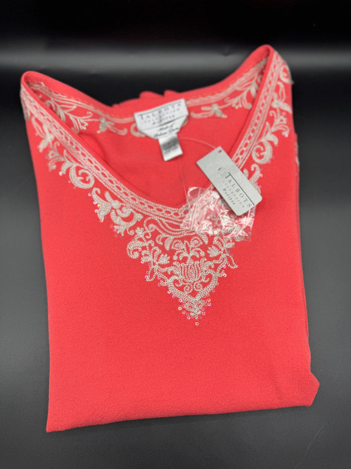 Talbots Embroidered Coral Sweater