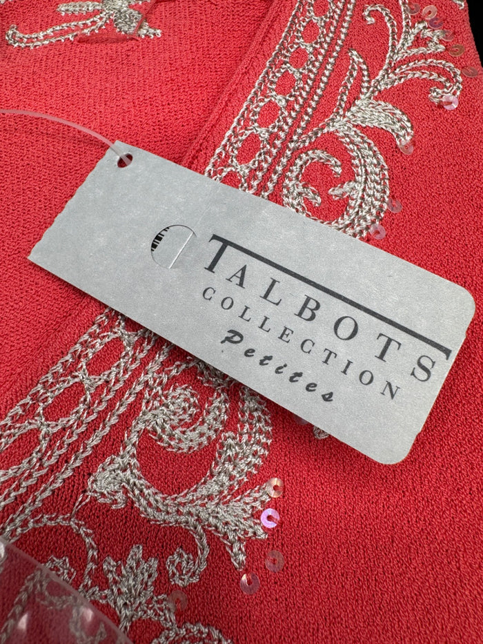Talbots Embroidered Coral Sweater