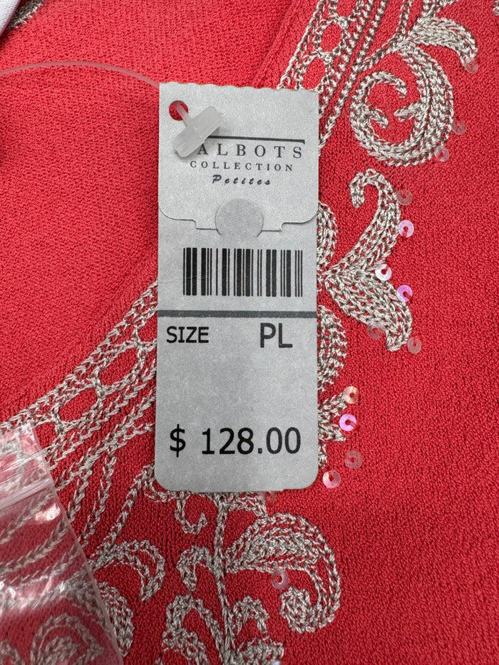 Talbots Embroidered Coral Sweater