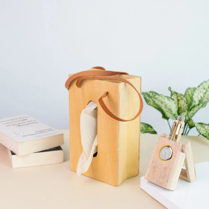 Teakwood Urbane Tissue Box Tissue Box June Trading