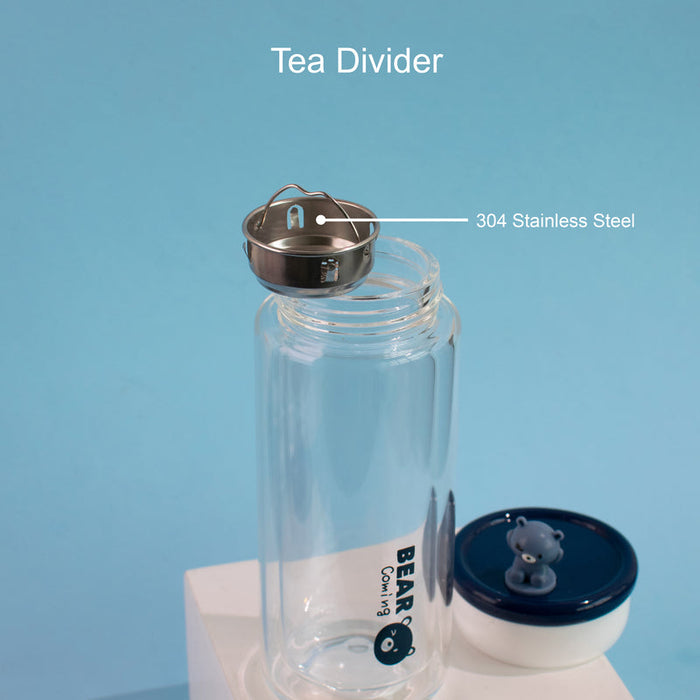 Teddy Ensembled On Top Transparent Glass Water Bottle Bottles June Trading