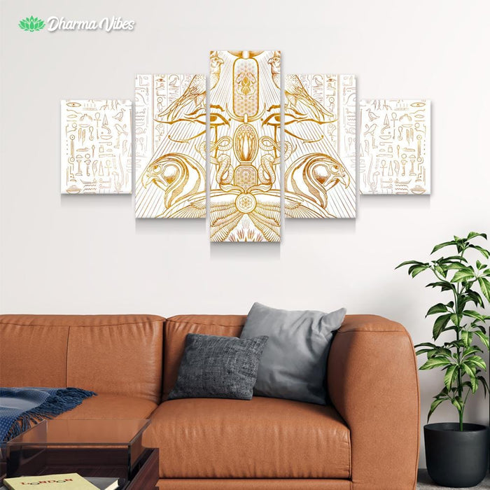 The Auspices of Horus - Clear Gold by YantrArt 5-Piece Canvas