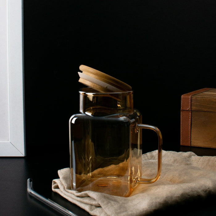 Tinted Mason Jar Style Drinking Glass (Bamboo Lid & Glass Straw)