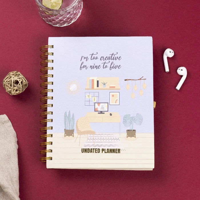 Undated Yearly Planner - Too Creative For 9 to 5 (2023 Collection) + Ultimate Sticker Book Undated Planners June Trading
