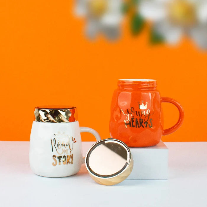 Trendy Ceramic Mug With Screw-On Lid Coffee Mugs June Trading