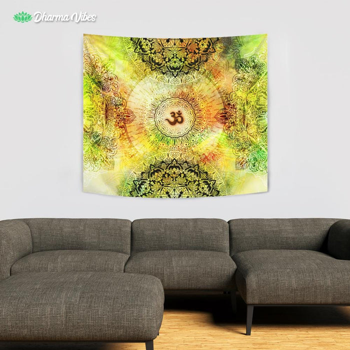 Tropical OM mandala by McAshe Tapestry