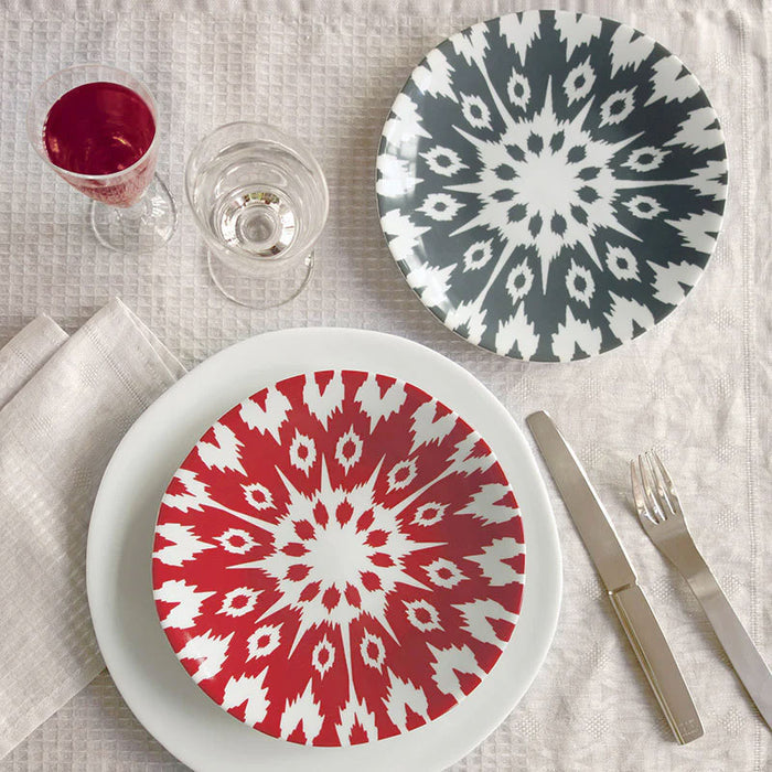 Tsé & Tsé Uzbek Plates ~ Small 21cm ~ Tashkent Grey & Red | New Zealand Delivery | Sabato Auckland