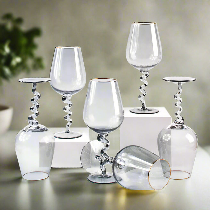 Twist of Avalon Gold-Rim Wine Glasses