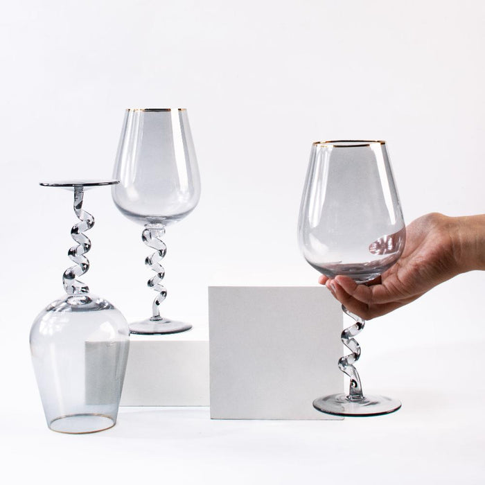 Twist of Avalon Gold-Rim Wine Glasses