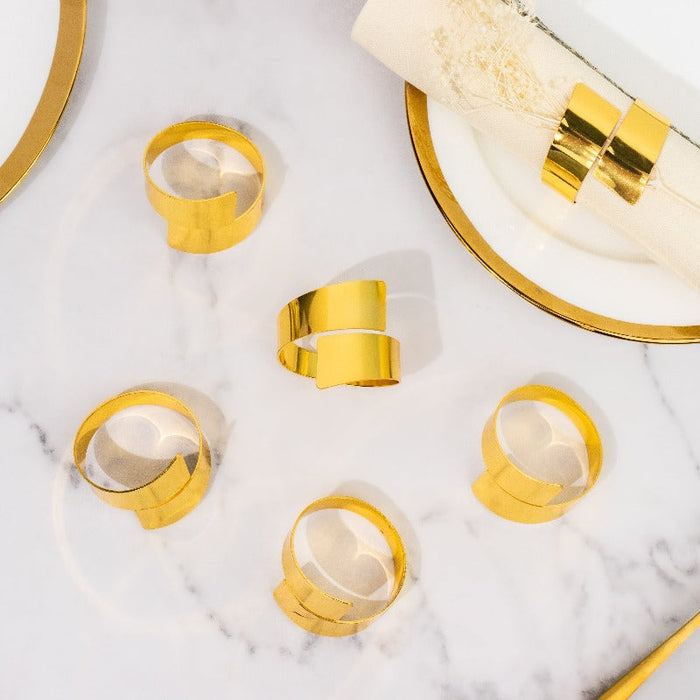 Urbane Gold Napkin Rings (Set of 6) Napkin Rings June Trading