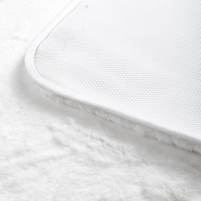 Velvet Plush Comfort White Room Mat (100% Anti-Slip)