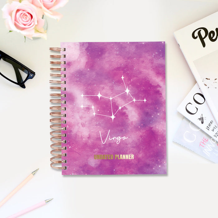 Undated Yearly Planner - Virgo (2023 Collection) + Ultimate Sticker Book Undated Planners June Trading