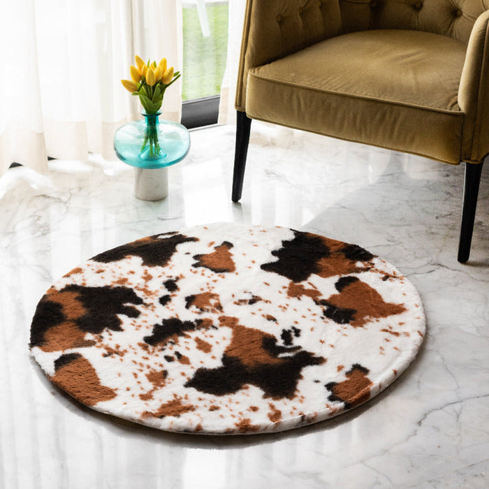 Vivid Brown Print Soft Faux Fur Rug Rugs June Trading