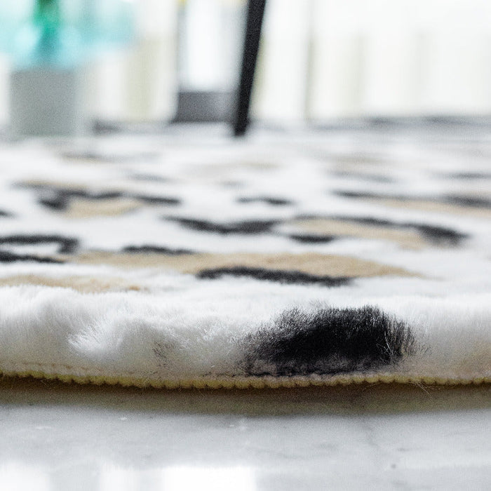 Vivid Brown Print Soft Faux Fur Rug Rugs June Trading