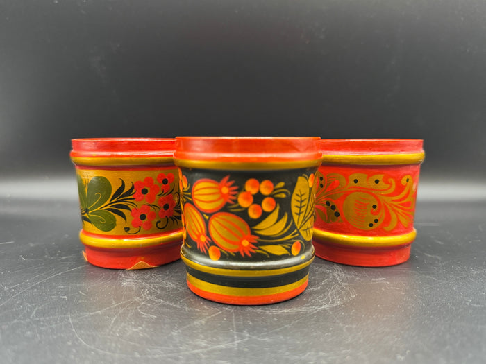VTG Khokhloma Cups, Set of 3