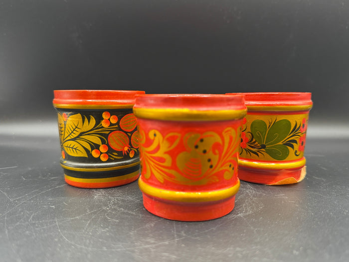 VTG Khokhloma Cups, Set of 3