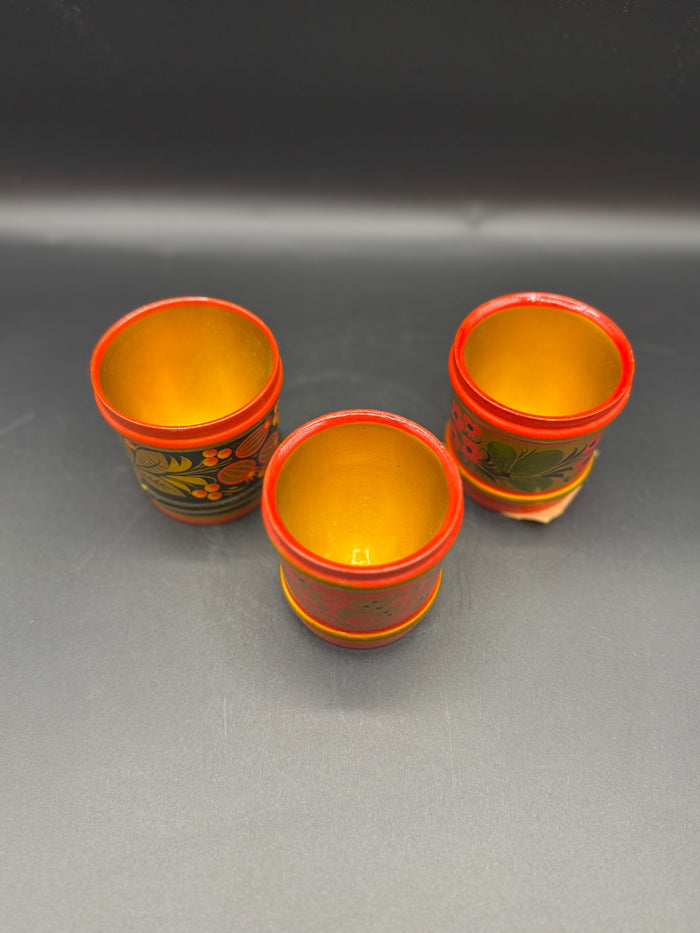 VTG Khokhloma Cups, Set of 3