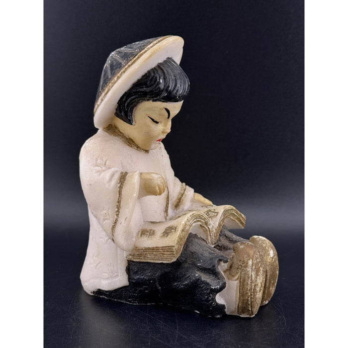 VTG Salt Stone Little Asian Girl Reading