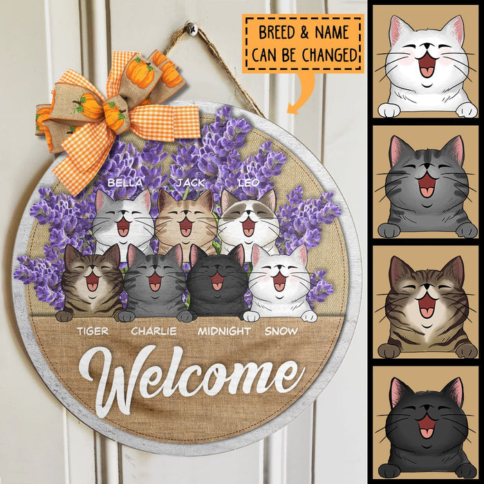 Welcome You - Lavender Flowers - Personalized Cat Door Sign