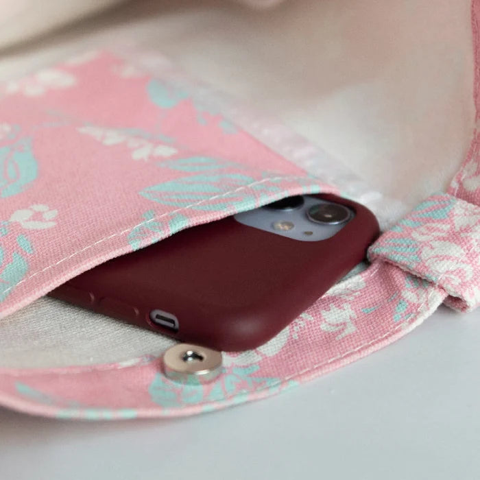 White Blossoms Pink Tote Bag Tote Bag ERL