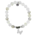 White Chalcedony Stone Bracelet with Butterfly Sterling Silver Charm