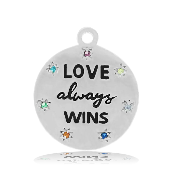 White Chalcedony Stone Bracelet with Love Always Wins Sterling Silver Charm
