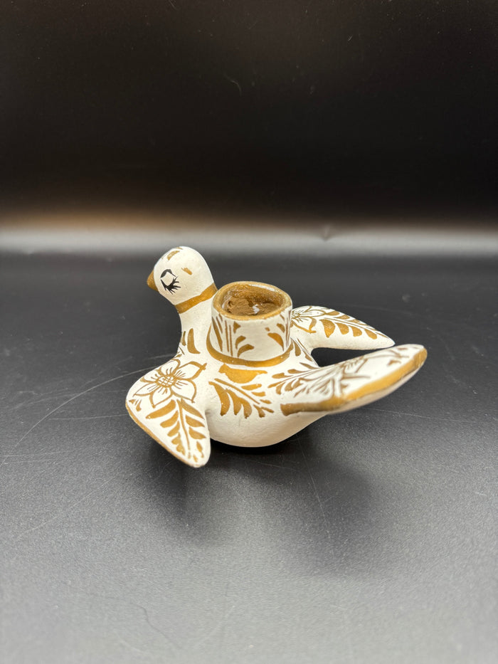 White & Gold Dove Candlestick Holder