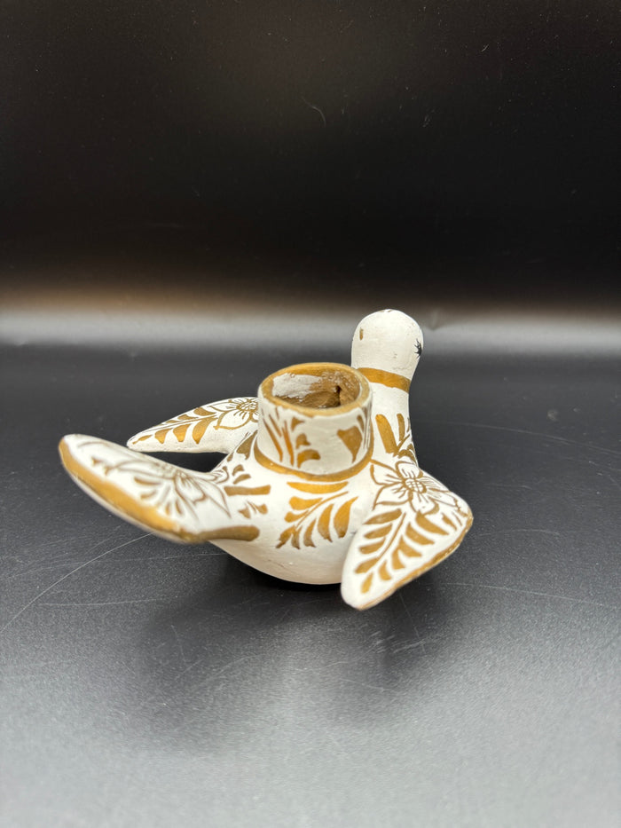 White & Gold Dove Candlestick Holder