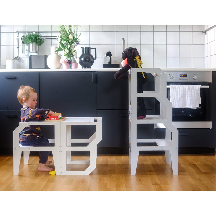 Rugs by Roo | Lakaluk Wooden Angle Multi-Function Kids Chair Table Learning Tower-1123 Grey/NonConvert