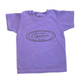 Oyster Fly Rods logo youth t-shirt in violet purple.