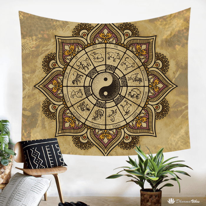 Zodiac Yin Yang Tapestry by McAshe